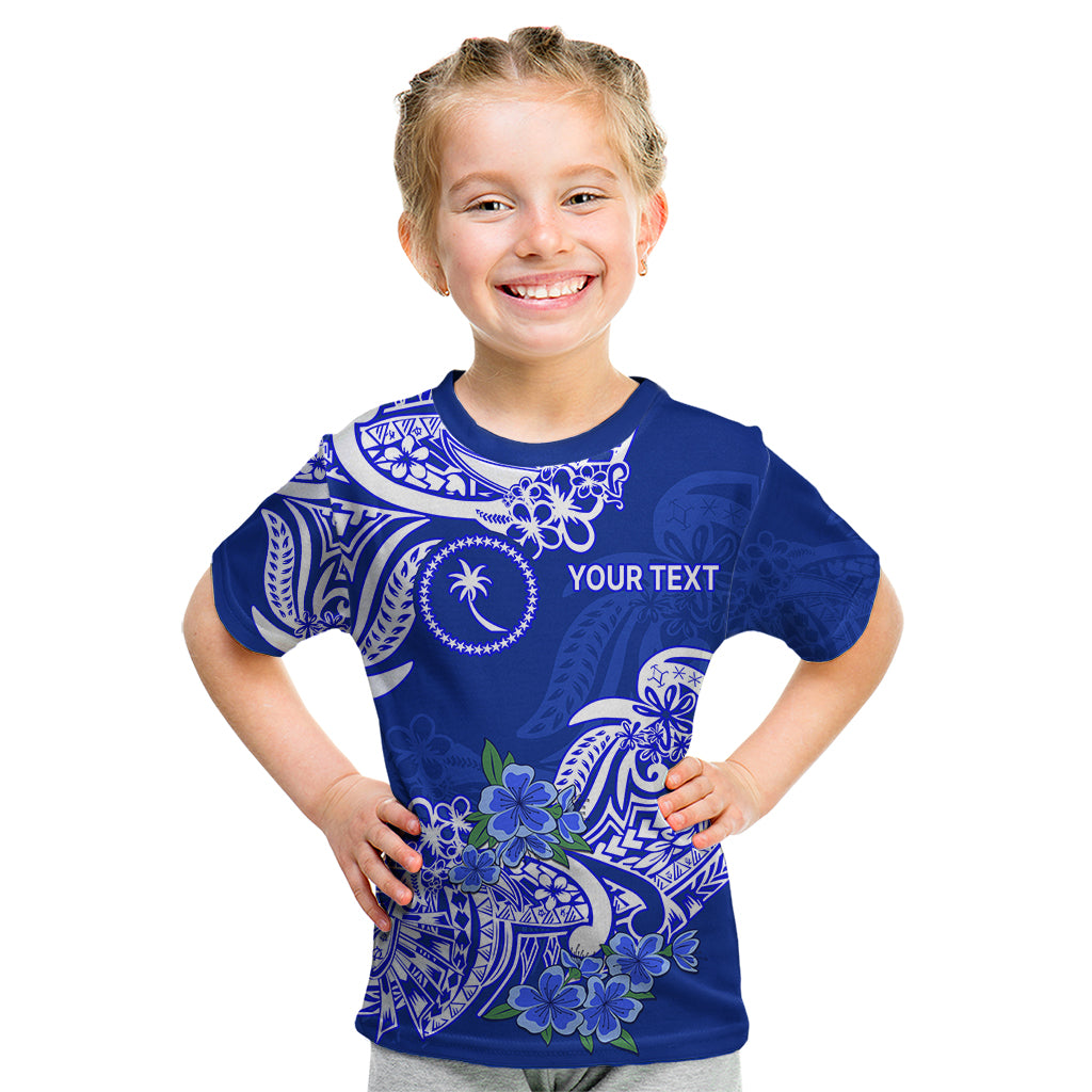 (Custom Personalised) FSM Chuuk State Kid T Shirt Polynesian Floral Tribal LT9 Blue - Polynesian Pride