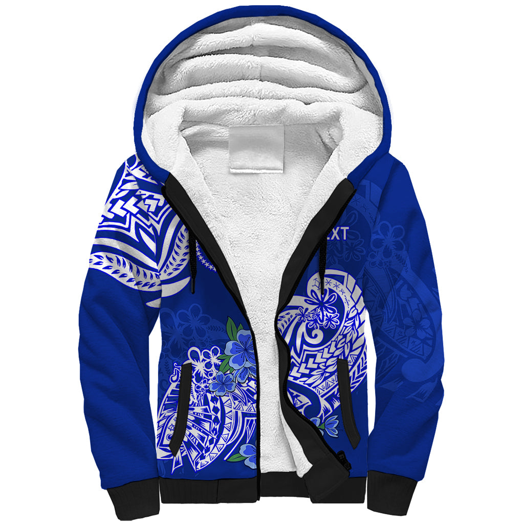 (Custom Personalised) FSM Chuuk State Sherpa Hoodie Polynesian Floral Tribal LT9 Unisex Blue - Polynesian Pride