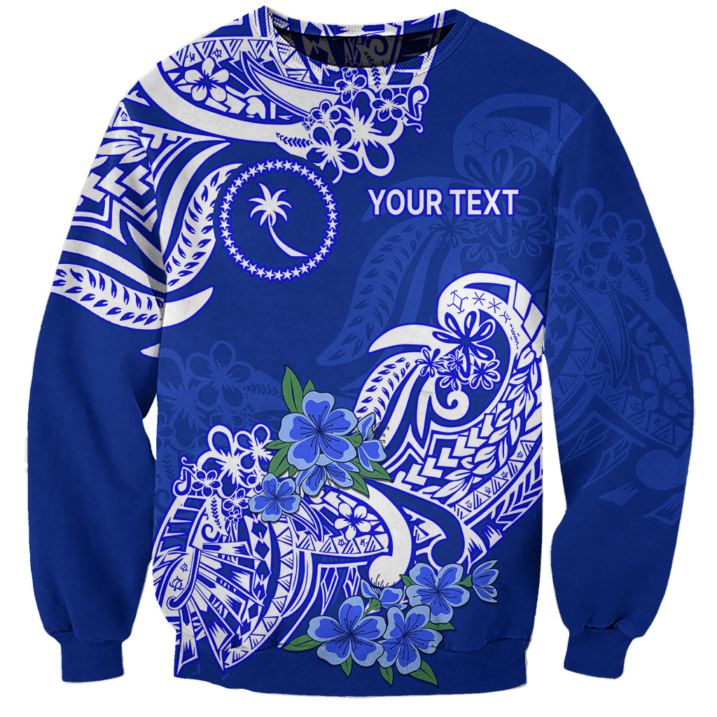 (Custom Personalised) FSM Chuuk State Sweatshirt Polynesian Floral Tribal LT9 Unisex Blue - Polynesian Pride