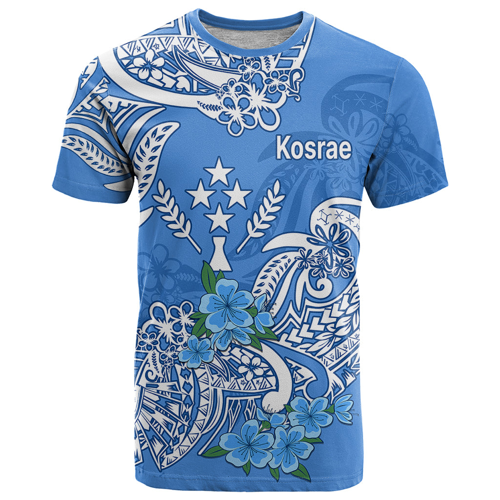 FSM Kosrae State T Shirt Polynesian Floral Tribal LT9 Blue - Polynesian Pride