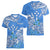 FSM Kosrae State Women V Neck T Shirt Polynesian Floral Tribal LT9 Female Blue - Polynesian Pride