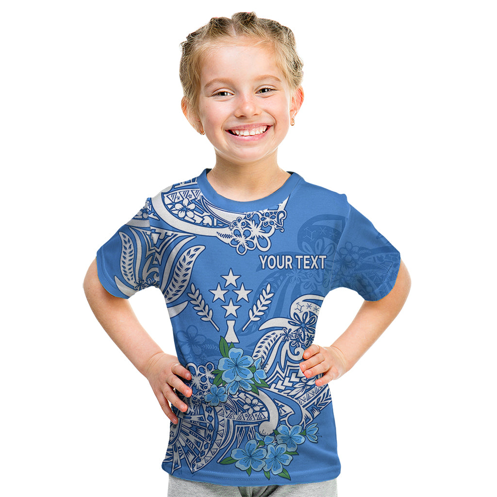 (Custom Personalised) FSM Kosrae State Kid T Shirt Polynesian Floral Tribal LT9 Blue - Polynesian Pride