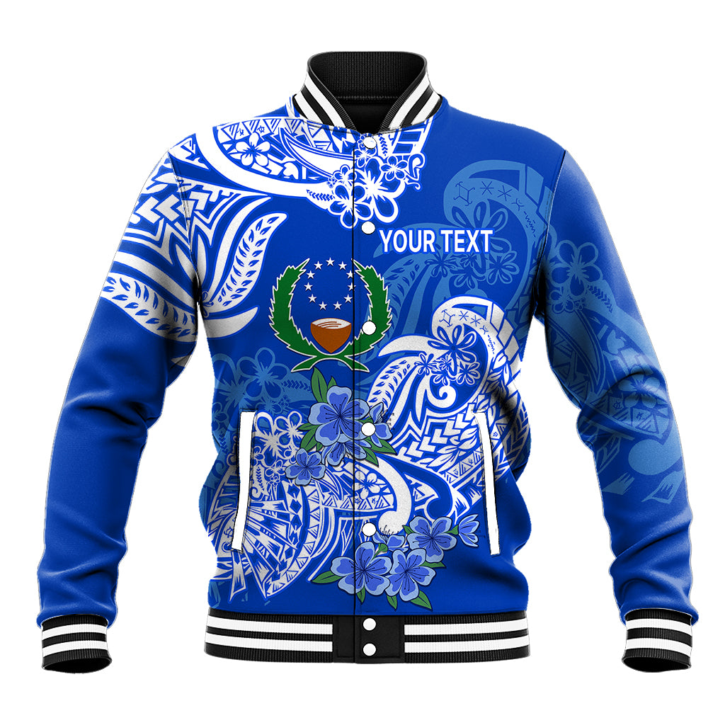 (Custom Personalised) FSM Pohnpei State Baseball Jacket Polynesian Floral Tribal LT9 Unisex Blue - Polynesian Pride