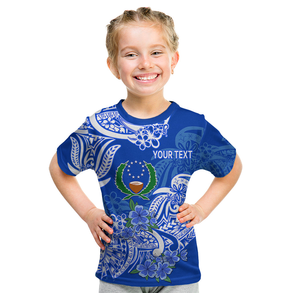 (Custom Personalised) FSM Pohnpei State Kid T Shirt Polynesian Floral Tribal LT9 Blue - Polynesian Pride