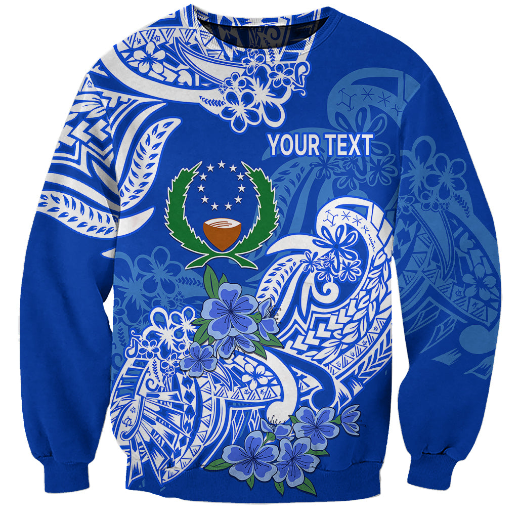 (Custom Personalised) FSM Pohnpei State Sweatshirt Polynesian Floral Tribal LT9 Unisex Blue - Polynesian Pride