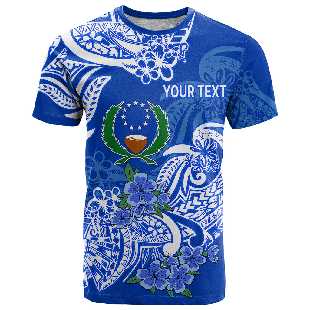 Custom FSM Pohnpei State T Shirt Polynesian Floral Tribal LT9 Blue - Polynesian Pride