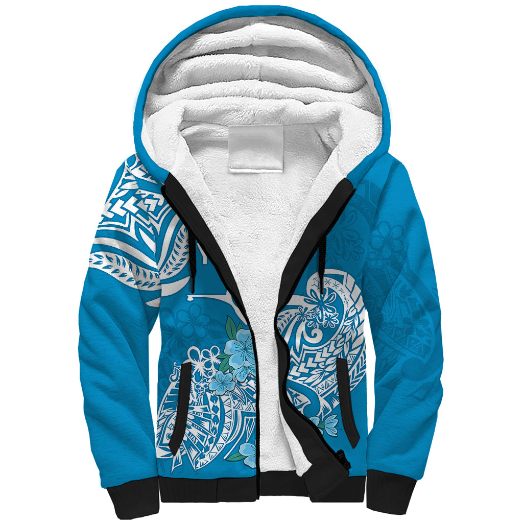 FSM Yap State Sherpa Hoodie Polynesian Floral Tribal LT9 Unisex Blue - Polynesian Pride