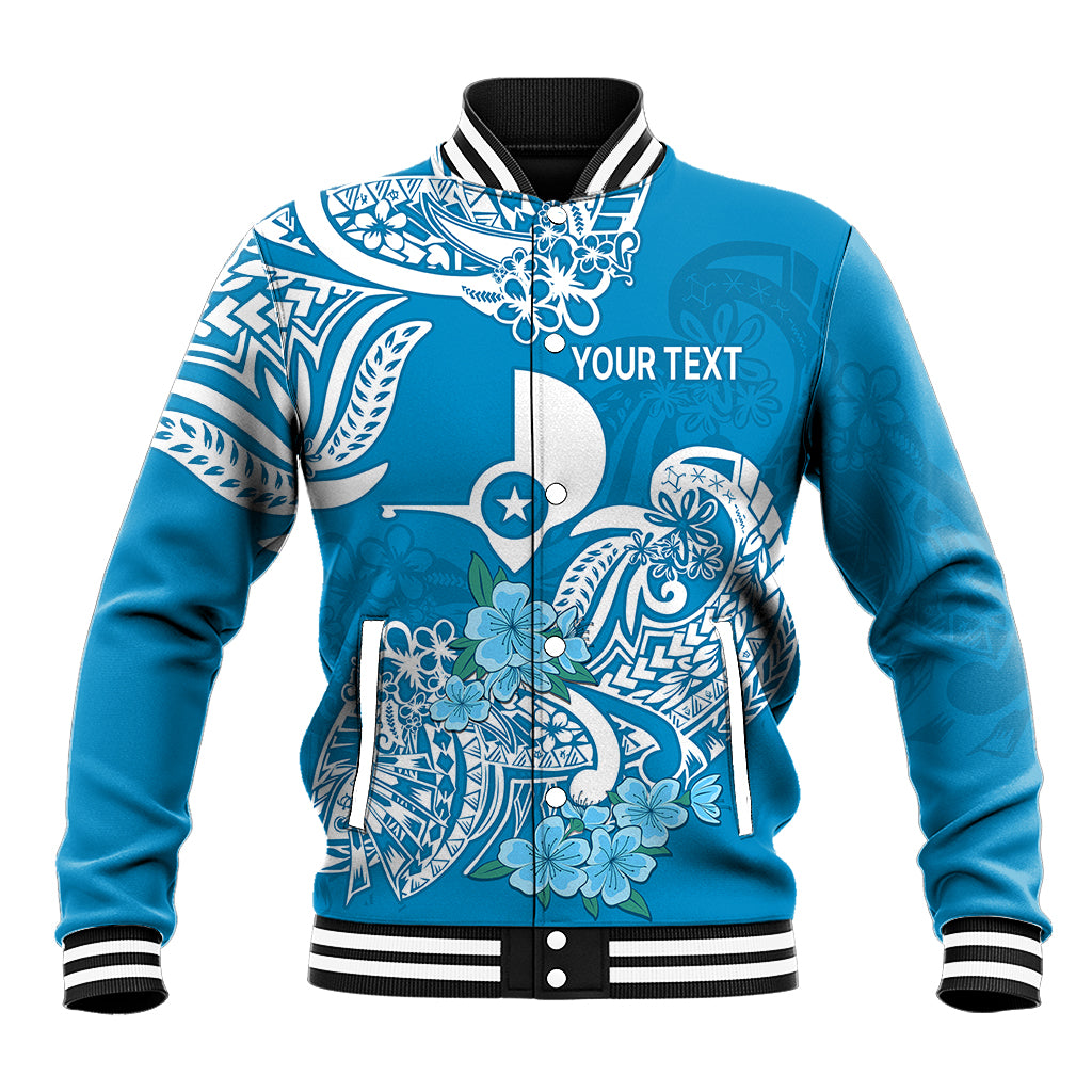 (Custom Personalised) FSM Yap State Baseball Jacket Polynesian Floral Tribal LT9 Unisex Blue - Polynesian Pride