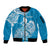 (Custom Personalised) FSM Yap State Sleeve Zip Bomber Jacket Polynesian Floral Tribal LT9 Unisex Blue - Polynesian Pride