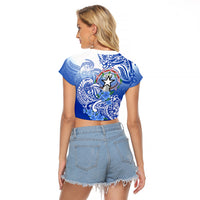 Northern Mariana Islands Raglan Cropped T Shirt Polynesian Floral Tribal LT9 - Polynesian Pride