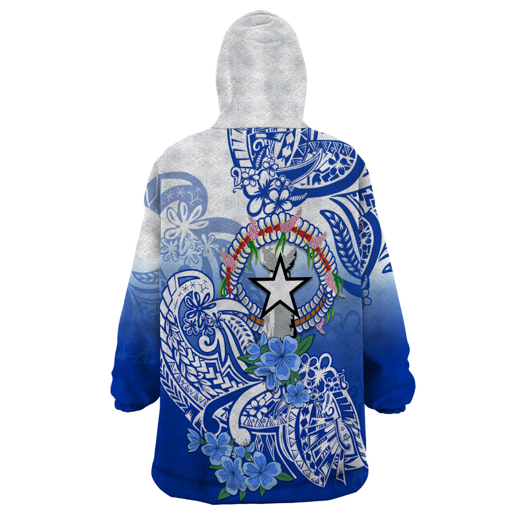 Northern Mariana Islands Wearable Blanket Hoodie Polynesian Floral Tribal LT9 - Polynesian Pride