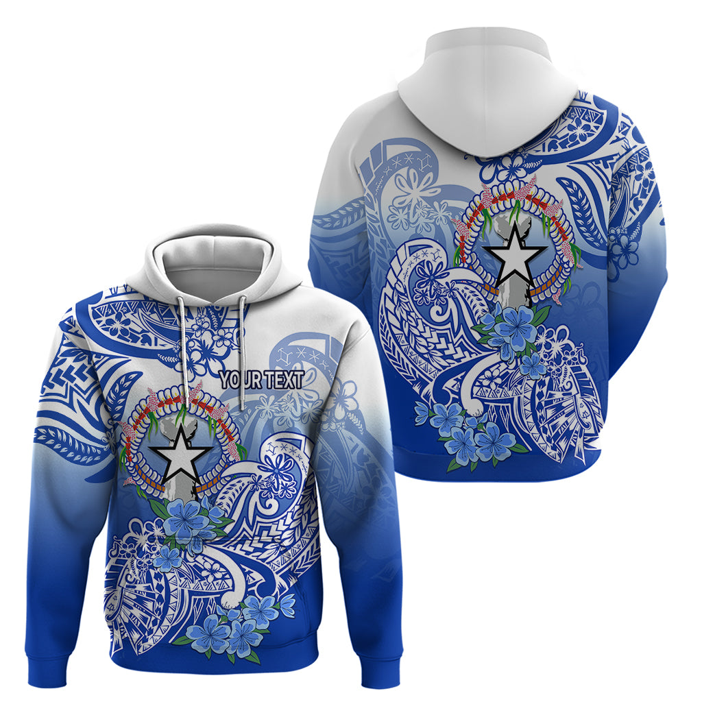 Custom Northern Mariana Islands Hoodie Polynesian Floral Tribal LT9 Pullover Hoodie Blue - Polynesian Pride