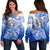 (Custom Personalised) Northern Mariana Islands Off Shoulder Sweater Polynesian Floral Tribal LT9 Women Blue - Polynesian Pride