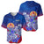 Tahiti Baseball Jersey Polynesian Floral Tribal LT9 Blue - Polynesian Pride