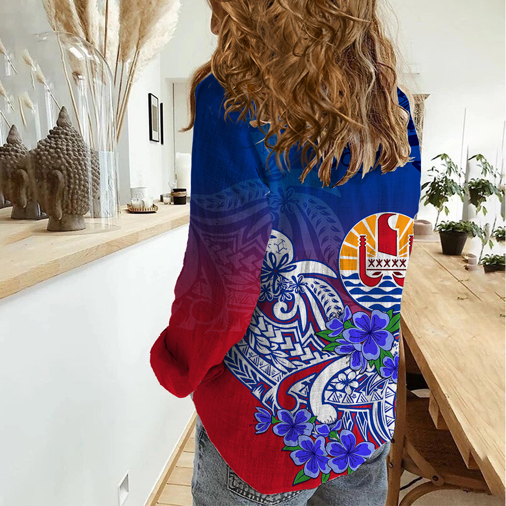 Tahiti Women Casual Shirt Polynesian Floral Tribal LT9 - Polynesian Pride