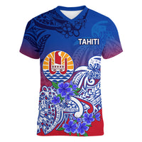 Tahiti Women V Neck T Shirt Polynesian Floral Tribal LT9 - Polynesian Pride