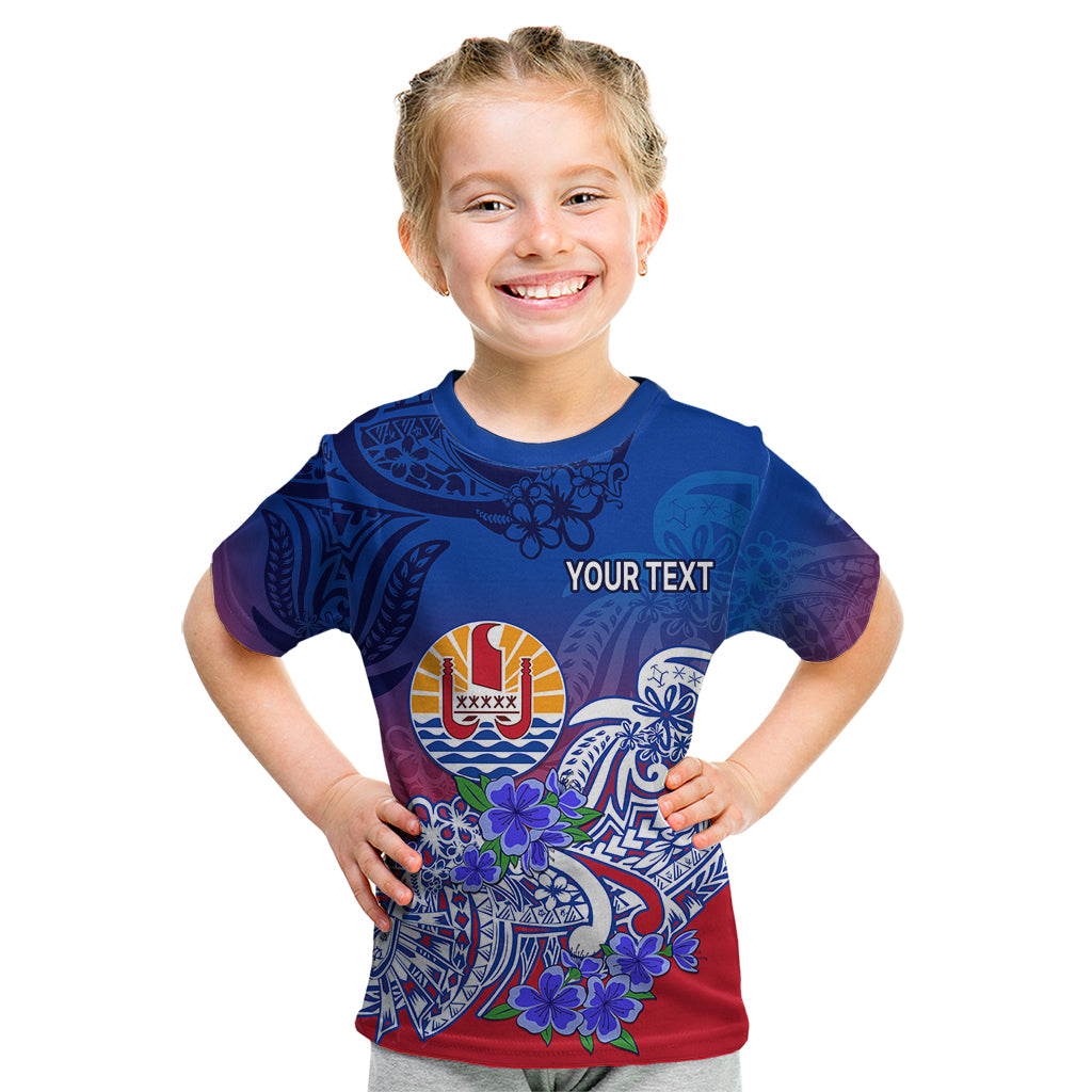 (Custom Personalised) Tahiti Kid T Shirt Polynesian Floral Tribal LT9 Blue - Polynesian Pride