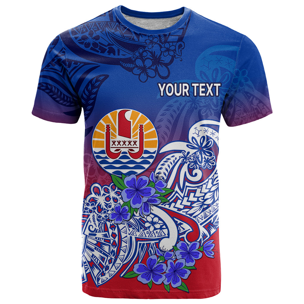 Custom Tahiti T Shirt Polynesian Floral Tribal LT9 Blue - Polynesian Pride