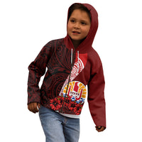 Tahiti Kid Hoodie Polynesian Coat Of Arm With Hibiscus LT9 - Polynesian Pride