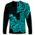 Hawaii Kakau Long Sleeve Shirt Polynesian Floral Tribal Aqua Version LT9 - Polynesian Pride