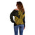 Hawaii Kakau Off Shoulder Sweater Polynesian Floral Tribal Gold Version LT9 - Polynesian Pride