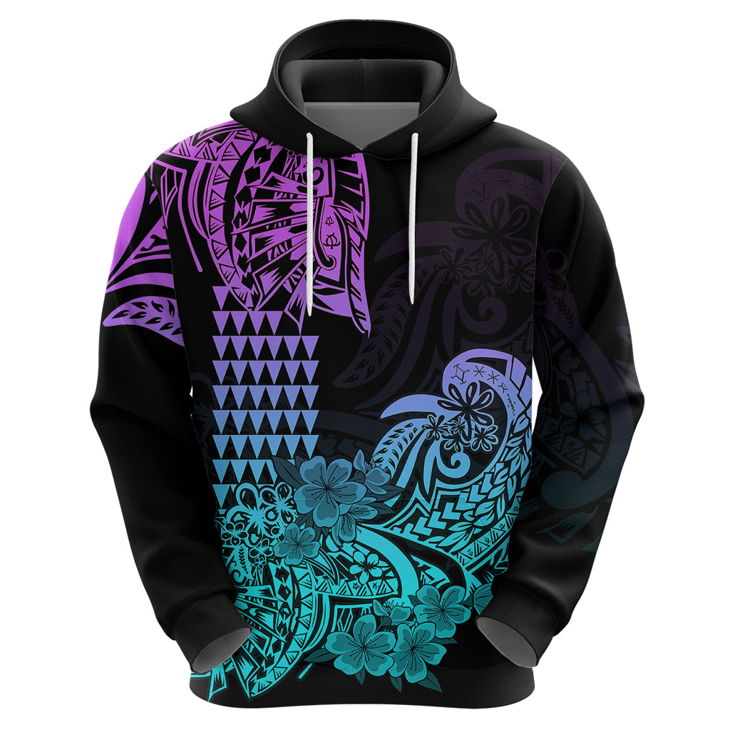 Hawaii Kakau Hoodie Polynesian Floral Tribal Heliotrope Version LT9 Zip Hoodie Heliotrope - Polynesian Pride