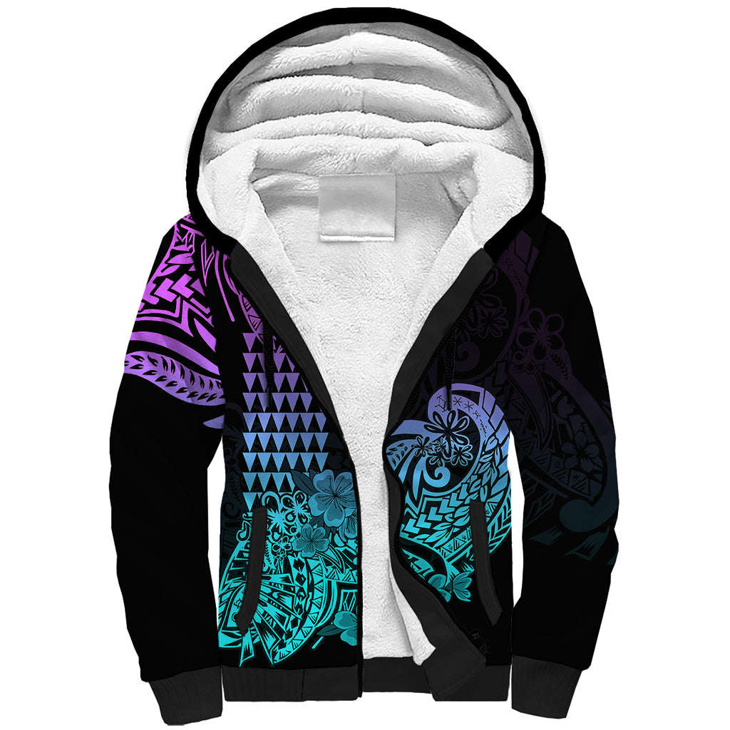 Hawaii Kakau Sherpa Hoodie Polynesian Floral Tribal Heliotrope Version LT9 Unisex Heliotrope - Polynesian Pride