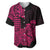 Hawaii Kakau Baseball Jersey Polynesian Floral Tribal Pink Version LT9 - Polynesian Pride