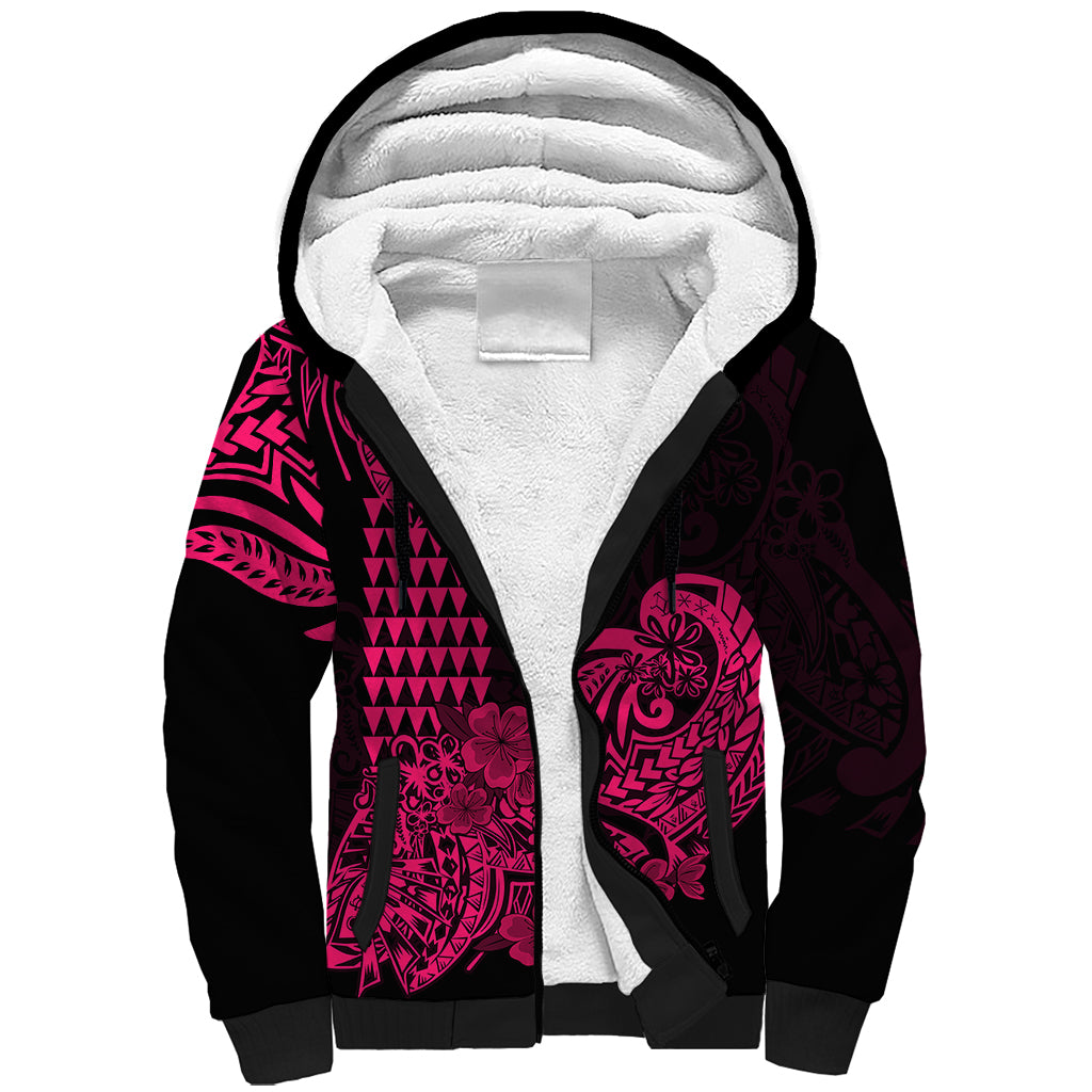 Hawaii Kakau Sherpa Hoodie Polynesian Floral Tribal Pink Version LT9 Unisex Pink - Polynesian Pride