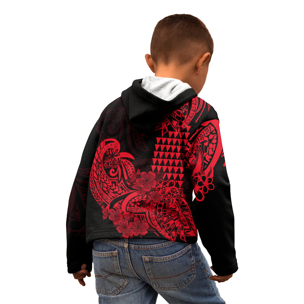 Hawaii Kakau Kid Hoodie Polynesian Floral Tribal Red Version LT9 - Polynesian Pride