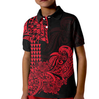 Hawaii Kakau Kid Polo Shirt Polynesian Floral Tribal Red Version LT9 Kid Red - Polynesian Pride