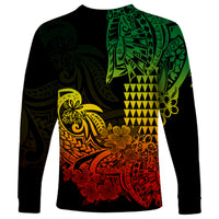 Hawaii Kakau Long Sleeve Shirt Polynesian Floral Tribal Reggae Version LT9 - Polynesian Pride