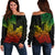 Hawaii Kakau Off Shoulder Sweater Polynesian Floral Tribal Reggae Version LT9 Women Reggae - Polynesian Pride