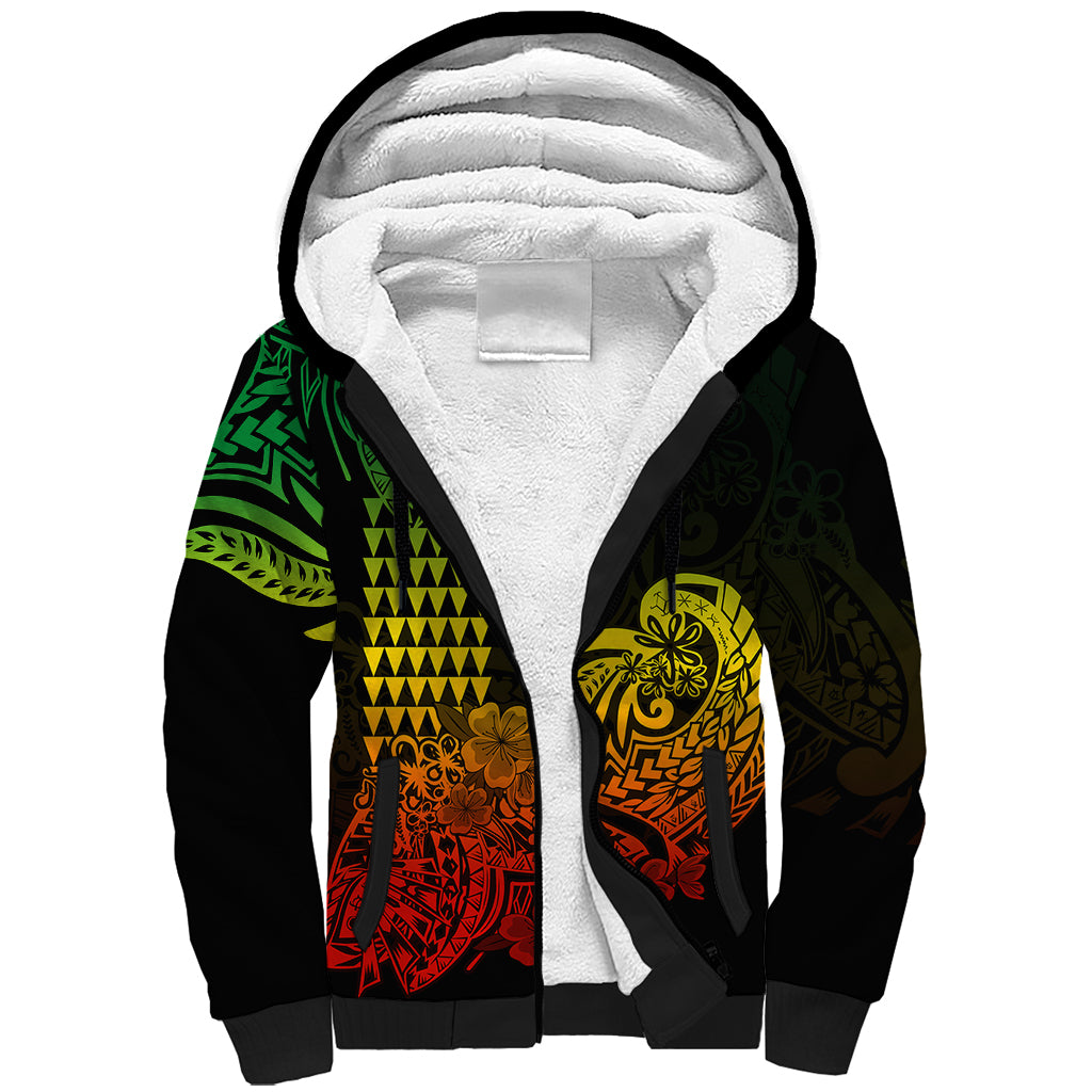 Hawaii Kakau Sherpa Hoodie Polynesian Floral Tribal Reggae Version LT9 Unisex Reggae - Polynesian Pride