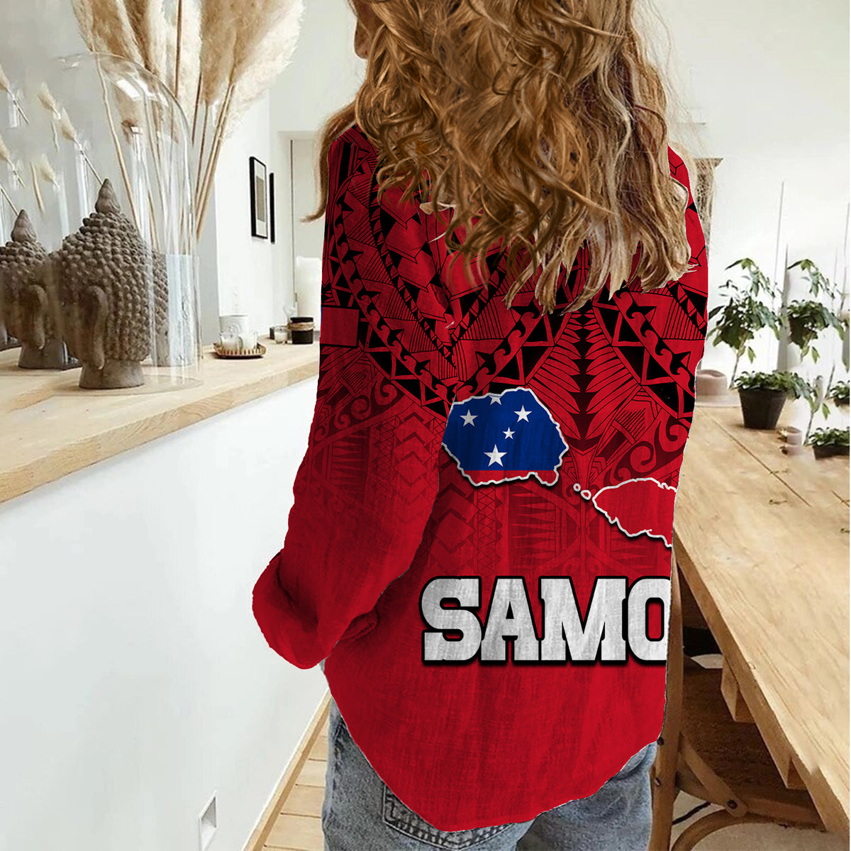 Polynesian Independent State of Samoa Red Women Casual Shirt LT9 - Polynesian Pride