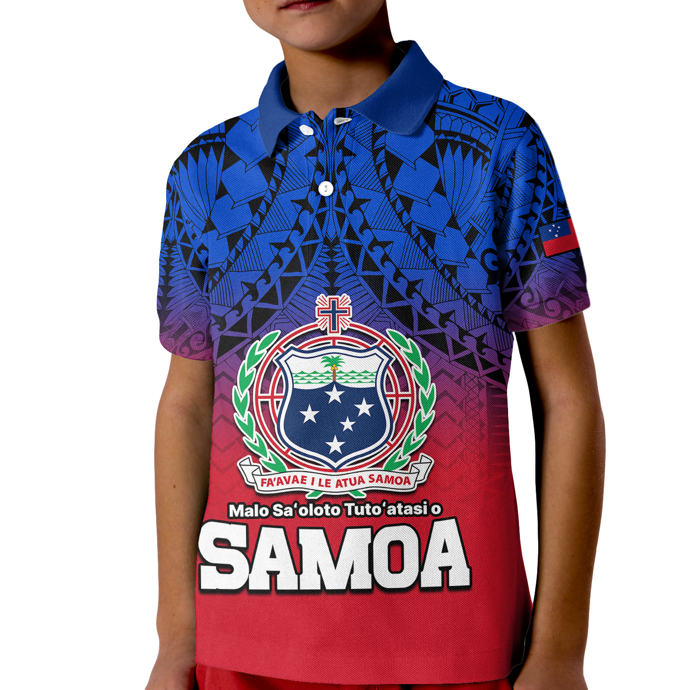 Polynesian Independent State of Samoa Gradient Kid Polo Shirt LT9 Kid Gradient - Polynesian Pride