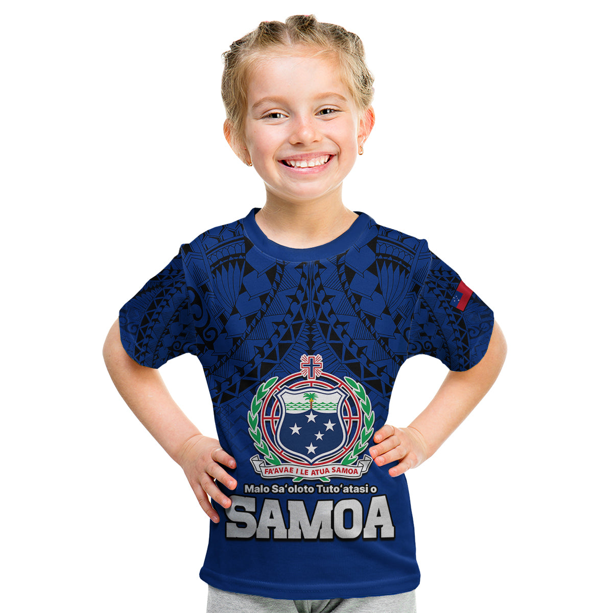 Polynesian Independent State of Samoa Blue Kid T Shirt LT9 - Polynesian Pride