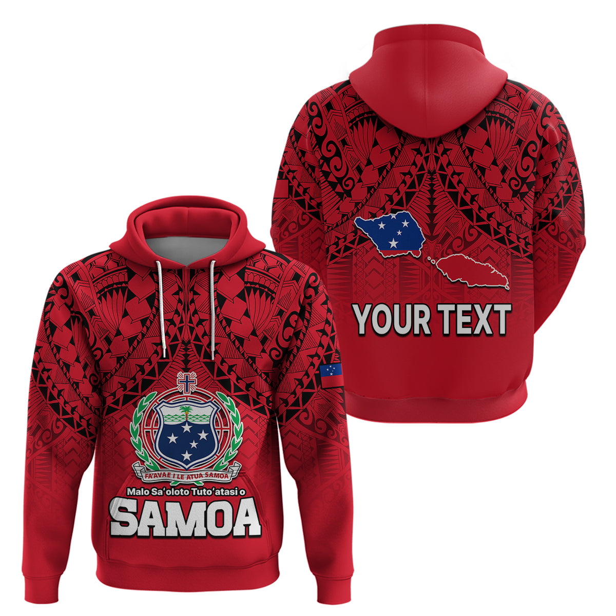 Custom Polynesian Independent State of Samoa Red Hoodie LT9 Pullover Hoodie Red - Polynesian Pride