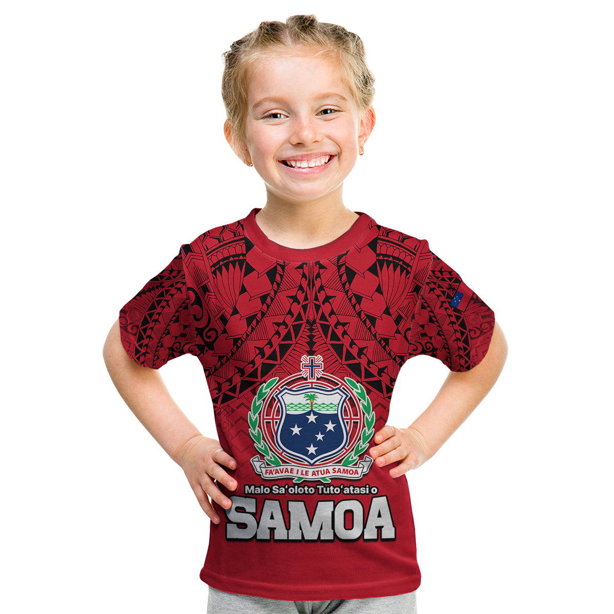 (Custom Personalised) Polynesian Independent State of Samoa Red Kid T Shirt LT9 Youth XL Size14 - Polynesian Pride