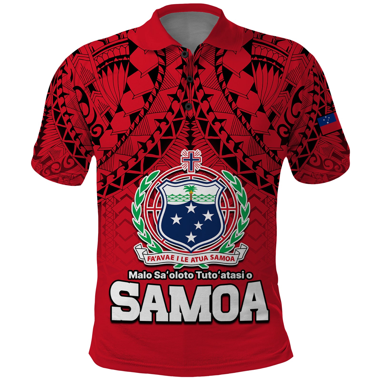 Custom Polynesian Independent State of Samoa Red Polo Shirt LT9 Red - Polynesian Pride