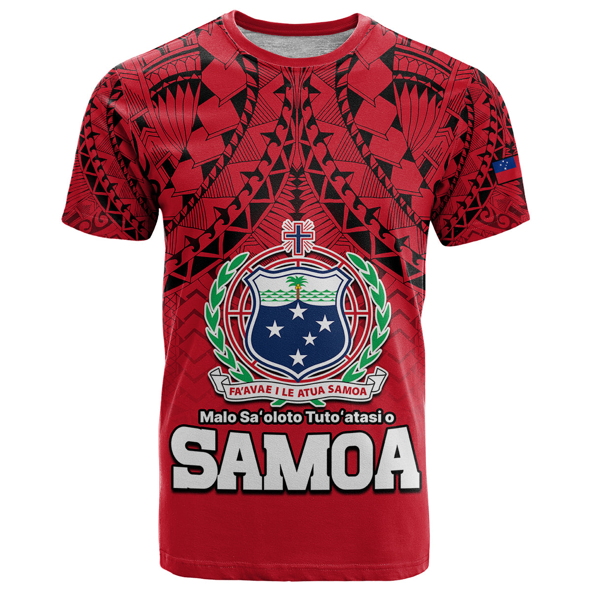 Custom Polynesian Independent State of Samoa Red T Shirt LT9 Red - Polynesian Pride