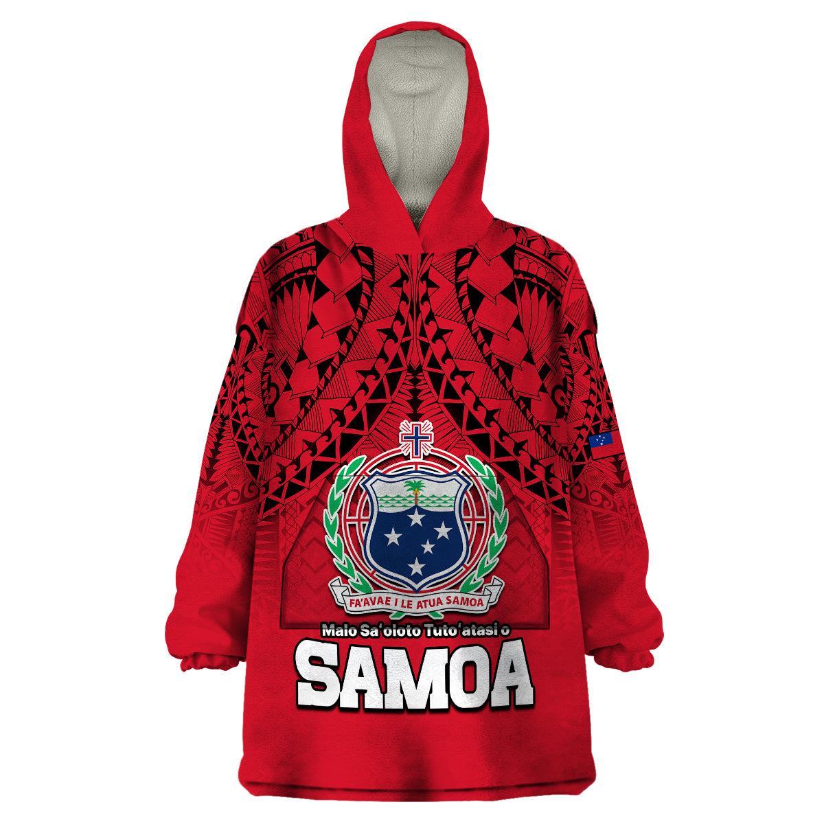 (Custom Personalised) Polynesian Independent State of Samoa Red Wearable Blanket Hoodie LT9 Unisex One Size - Polynesian Pride