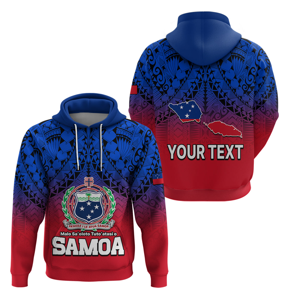 Custom Polynesian Independent State of Samoa Gradient Hoodie LT9 Pullover Hoodie Gradient - Polynesian Pride