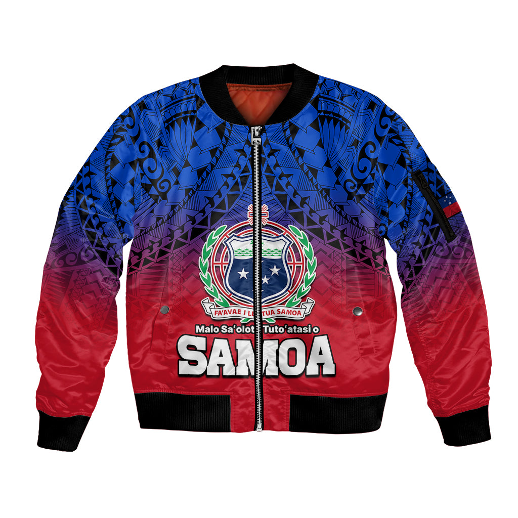 (Custom Personalised) Polynesian Independent State of Samoa Gradient Sleeve Zip Bomber Jacket LT9 Unisex Gradient - Polynesian Pride