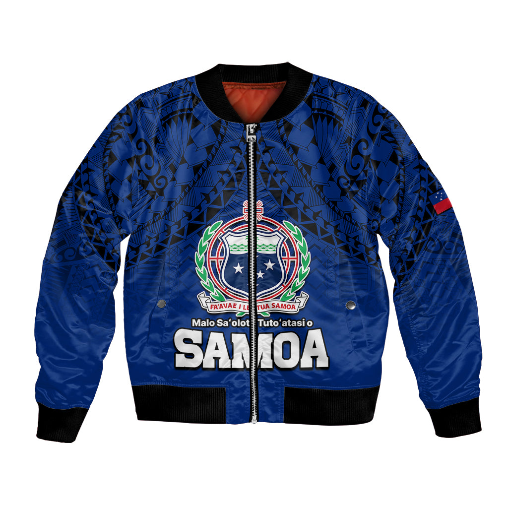 (Custom Personalised) Polynesian Independent State of Samoa Blue Bomber Jacket LT9 Unisex Blue - Polynesian Pride