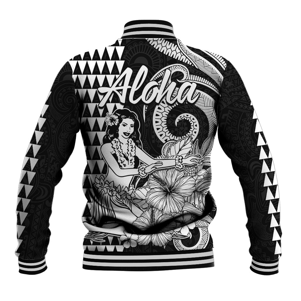 Aloha Hula Girl Hawaiian Tribal and Simple Kakau Baseball Jacket LT9 - Polynesian Pride