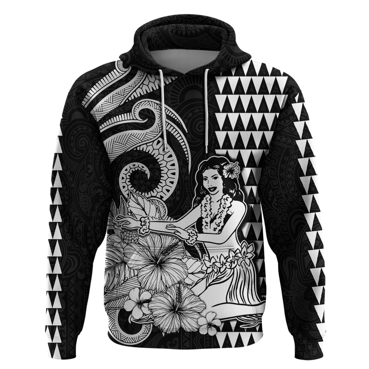 Aloha Hula Girl Hawaiian Tribal and Simple Kakau Hoodie LT9 - Polynesian Pride