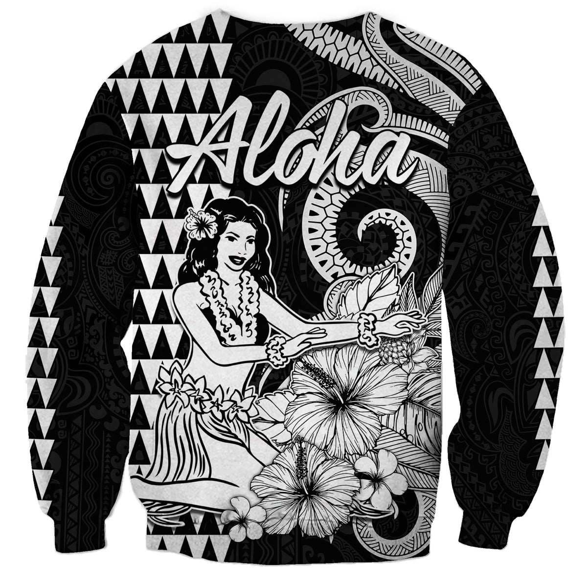 Aloha Hula Girl Hawaiian Tribal and Simple Kakau Sweatshirt LT9 - Polynesian Pride