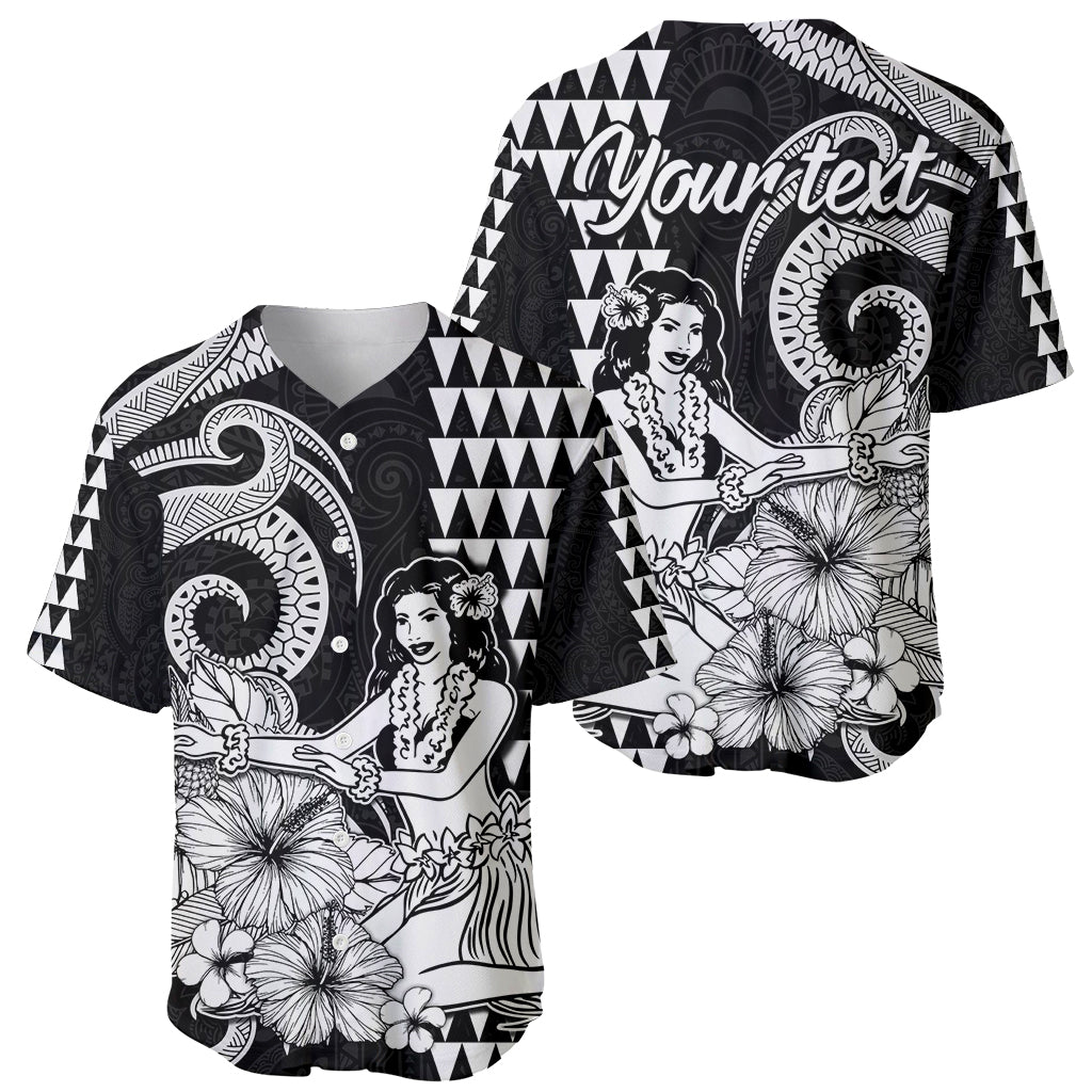 (Custom Personalised) Aloha Hula Girl Hawaiian Tribal and Simple Kakau Baseball Jersey LT9 Black - Polynesian Pride