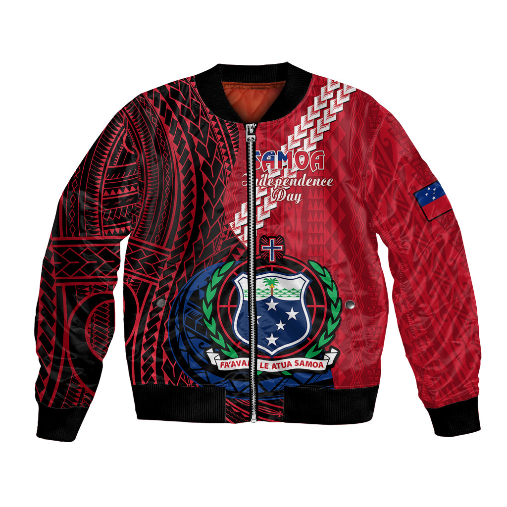 Samoa Bomber Jacket Happy Independence Day Samoan Red Pattern LT14 Unisex Red - Polynesian Pride